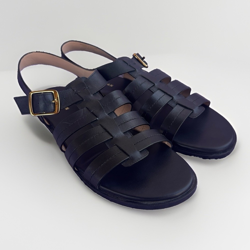 Cole Haan Flynn Fisherman Sandals Womens 10B Black Leather Strappy Comfort